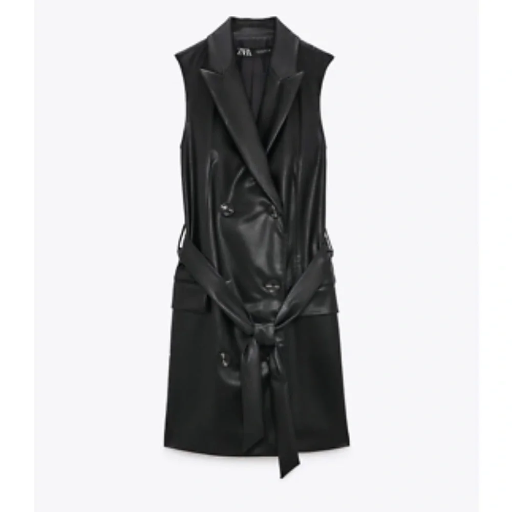 ZARA FAUX LEATHER VEST - Picture 3 of 11